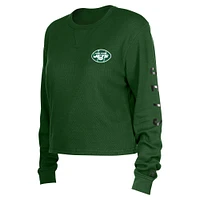 Women's New Era  Green York Jets Thermal Crop Long Sleeve T-Shirt