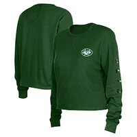 T-shirt court thermique à manches longues New Era vert York Jets pour femme