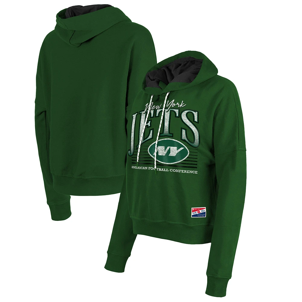 Sweat à capuche boxy New Era vert chiné pour femme des York Jets