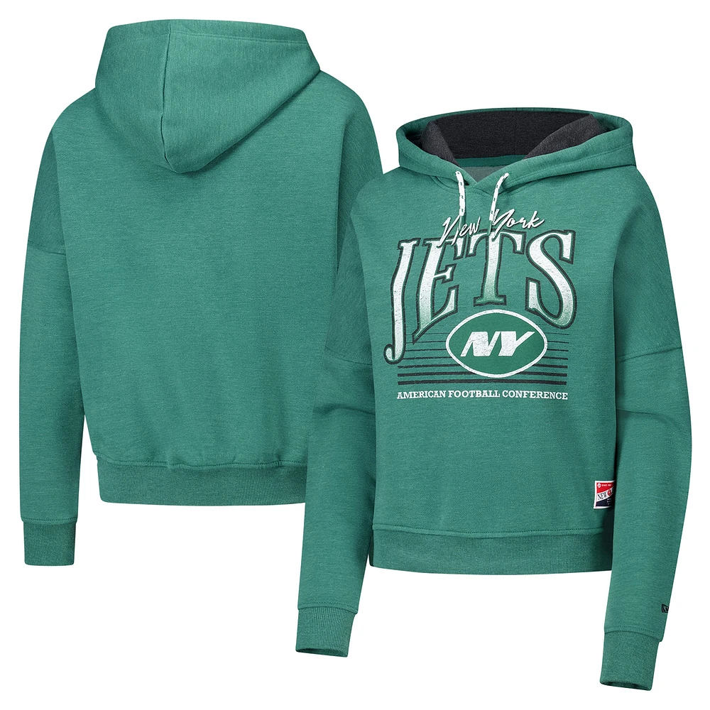 Women's New Era Heather Green York Jets Boxy Pullover Hoodie