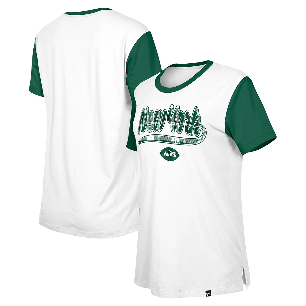 T-shirt New Era blanc/vert York Jets 3rd Down pour femme