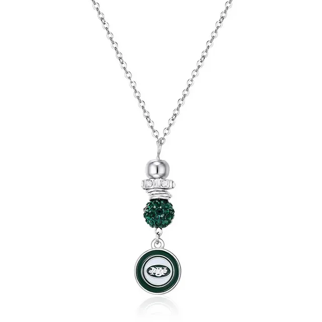 True Fans New York Jets Diamond Accent Football Necklace in Sterling Silver