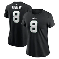 T-shirt noir avec nom et numéro des Jets de New York Nike Aaron Rodgers pour femme