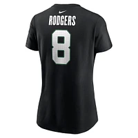 T-shirt noir avec nom et numéro des Jets de New York Nike Aaron Rodgers pour femme