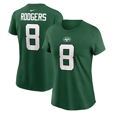 T-shirt avec nom et numéro de joueur des New York Jets Nike Aaron Rodgers pour femme, vert