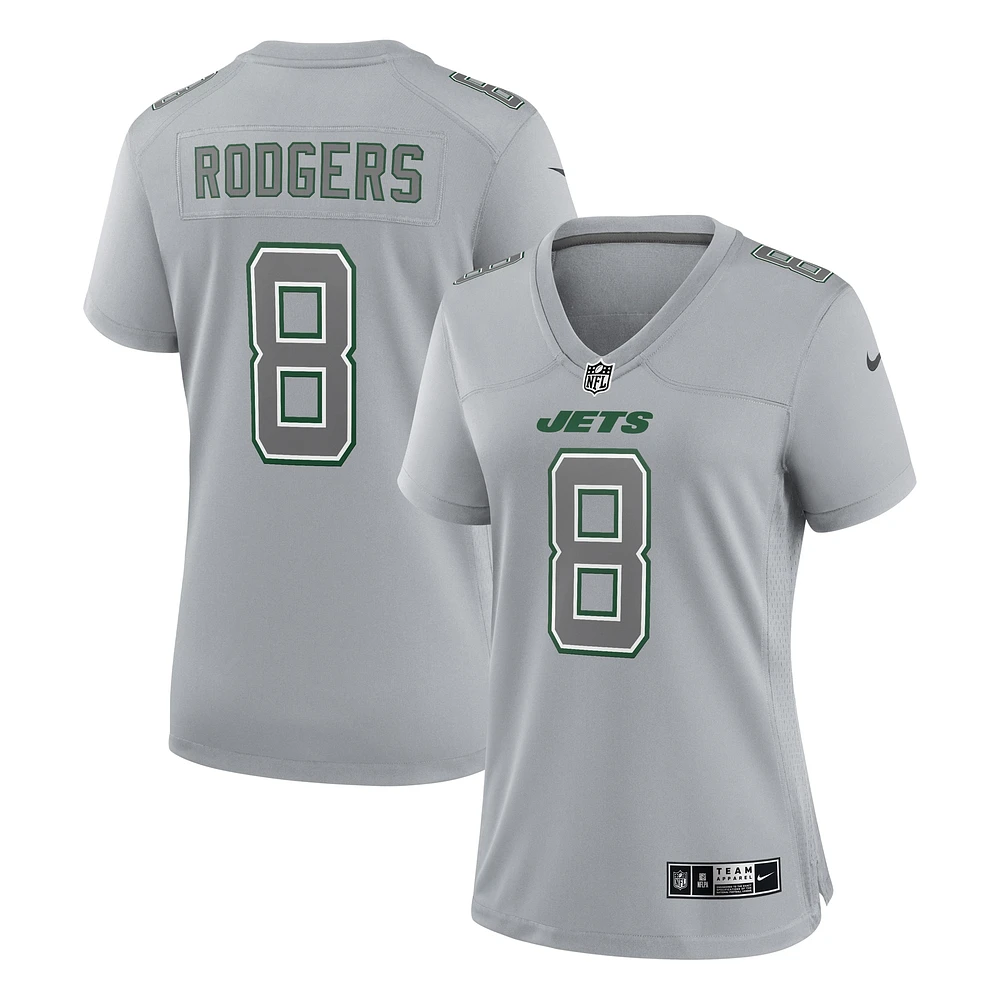 maillot Nike Aaron Rodgers pour femmes, gris chiné, New York Jets, Atmosphere Fashion Game,