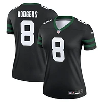 Haut de performance joueur alternatif Nike Aaron Rodgers Legacy noir des New York Jets pour femme