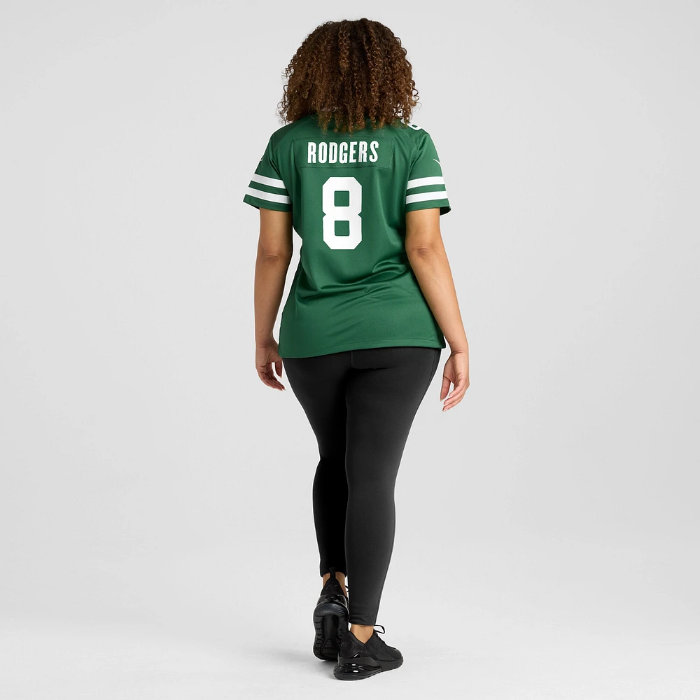 Maillot de match Nike Aaron Rodgers Legacy vert New York Jets pour femme