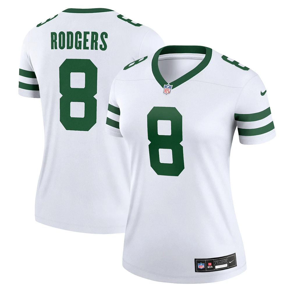 Haut de performance Nike Aaron Rodgers Legacy pour femme, blanc, légende des New York Jets