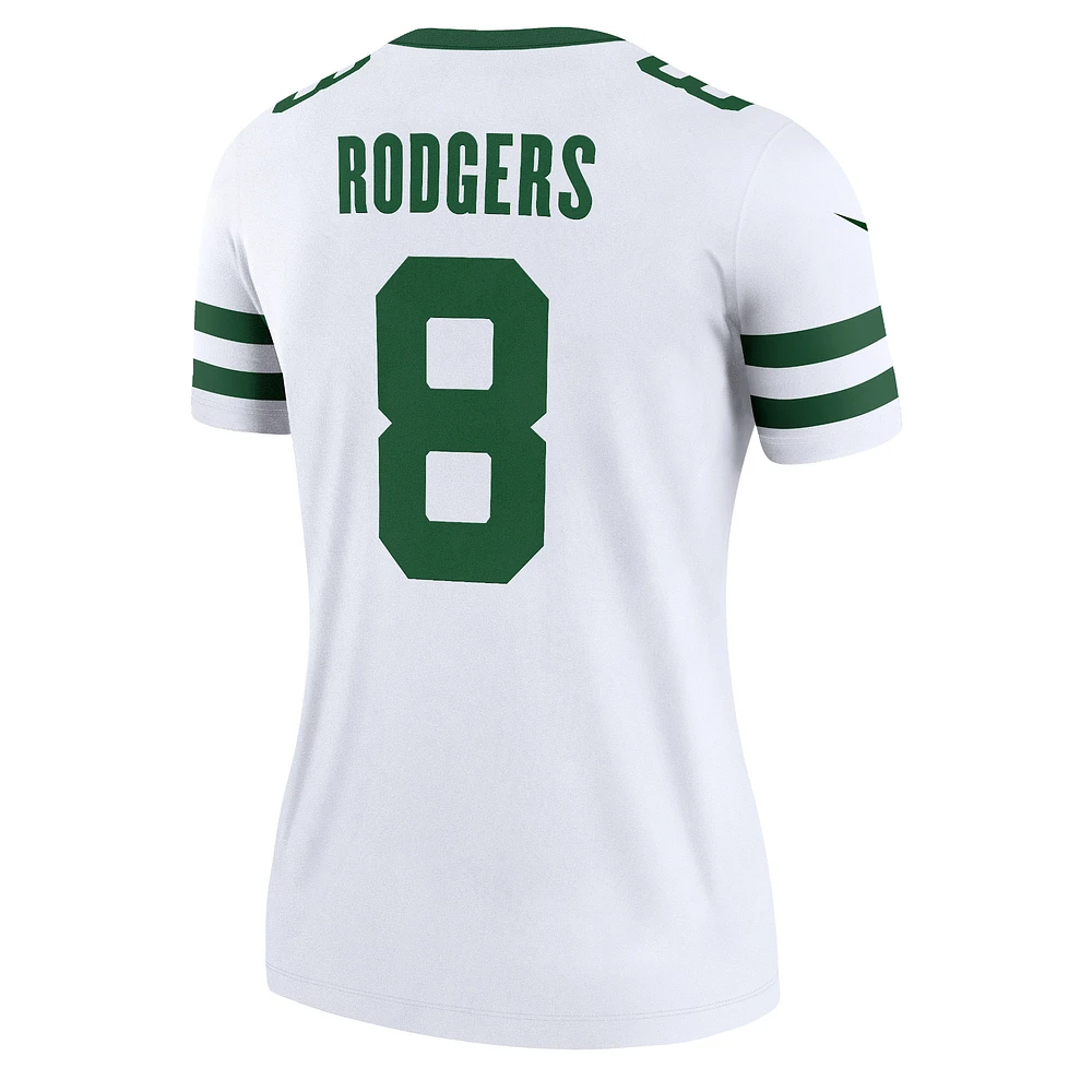 Haut de performance Nike Aaron Rodgers Legacy pour femme, blanc, légende des New York Jets