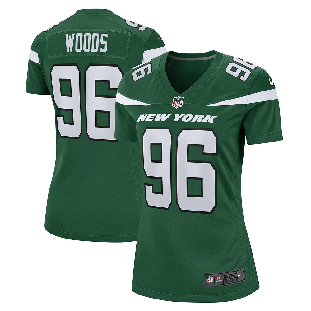 Maillot de match Nike Al Woods Gotham vert New York Jets pour femme