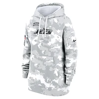 Women's Nike Arctic Camo New York Jets 2024 Salute To Service Club Fleece Oversized Pullover Hoodie