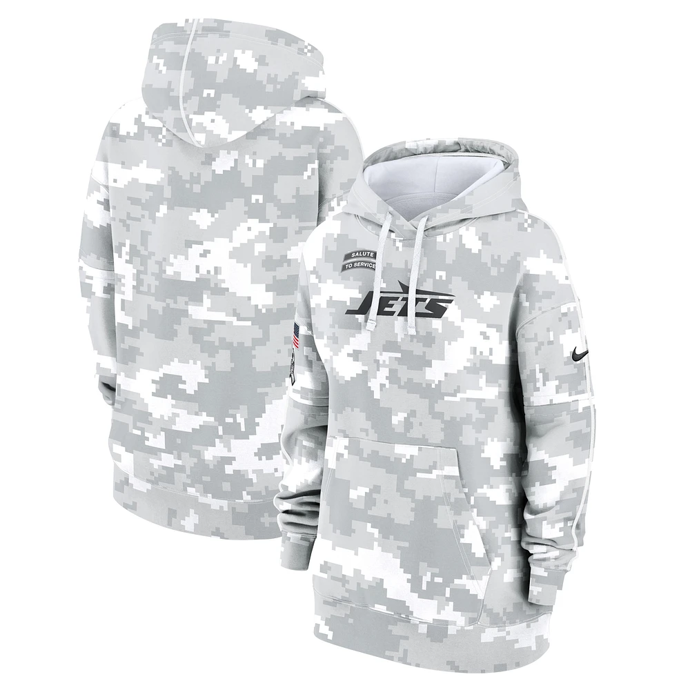 Women's Nike Arctic Camo New York Jets 2024 Salute To Service Club Fleece Oversized Pullover Hoodie