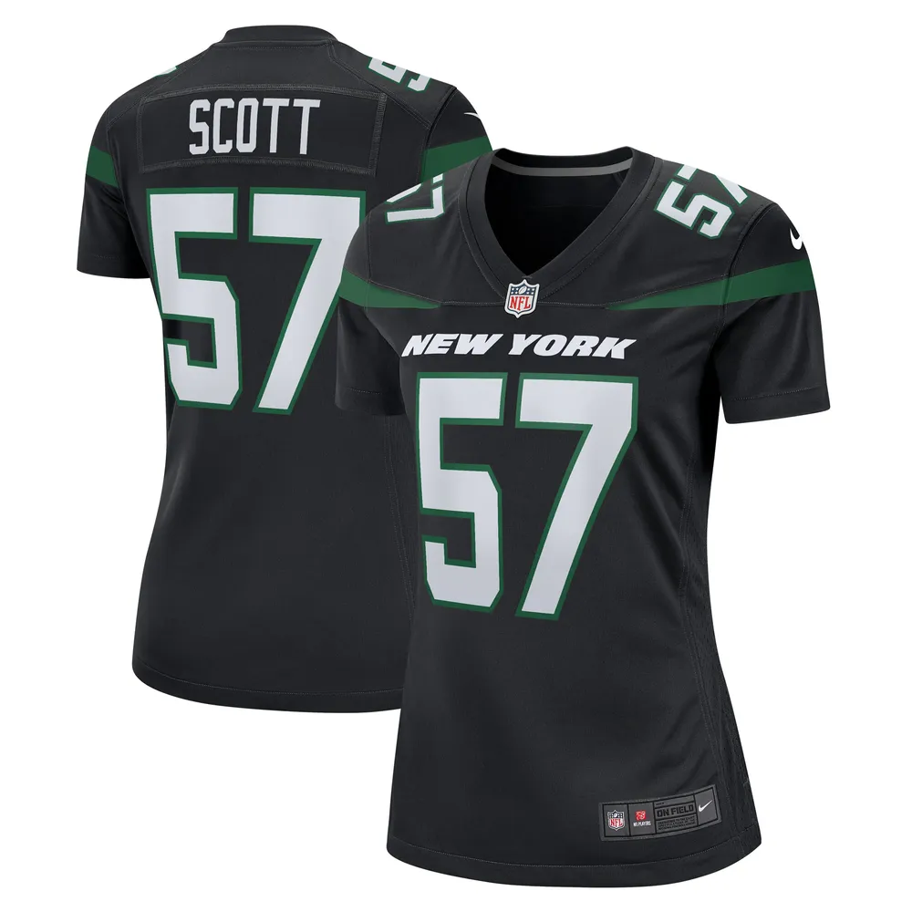 Maillot de joueur retraité Nike Bart Scott pour femme, noir, New York Jets