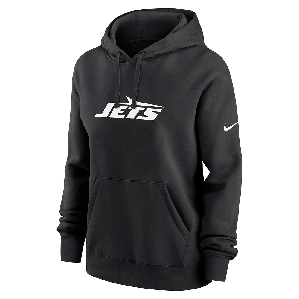 Sweat à capuche en polaire Nike New York Jets Club pour femme, noir