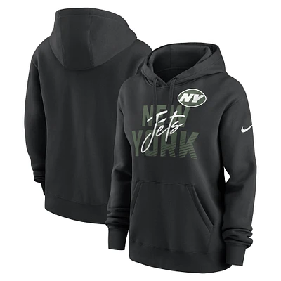 Sweat à capuche en polaire Nike New York Jets Wordmark Club pour femme noir