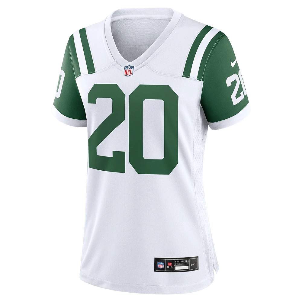 Maillot de jeu alternatif classique Nike Breece Hall pour femme, blanc, New York Jets