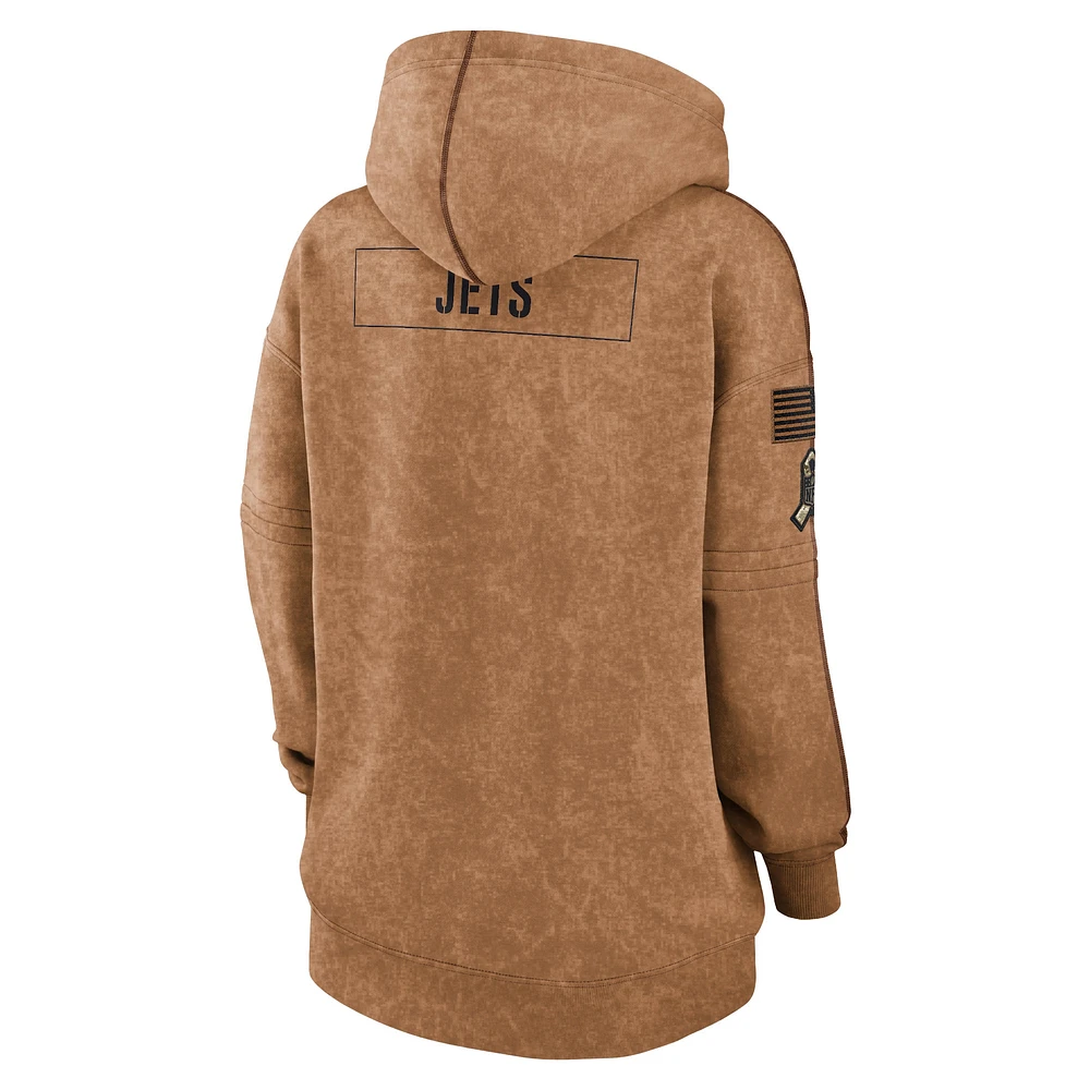 Women's Nike  Brown New York Jets Salute To Service Pullover Hoodie