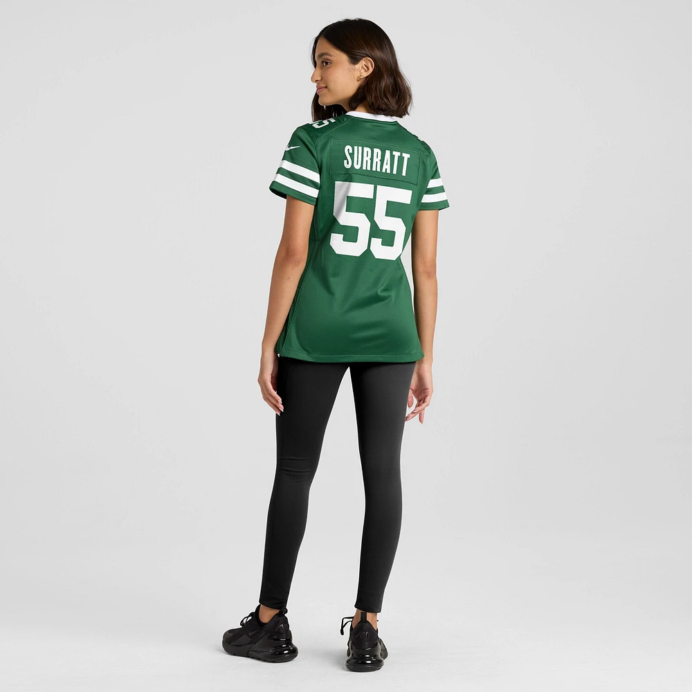 Maillot de match Nike Chazz Surratt Legacy Green New York Jets pour femme