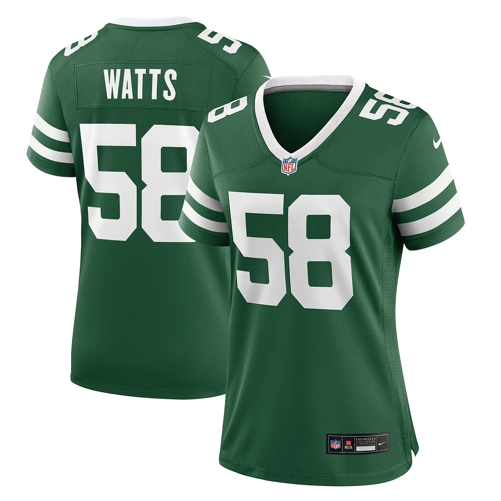 Maillot de match Nike Eric Watts vert New York Jets pour femme