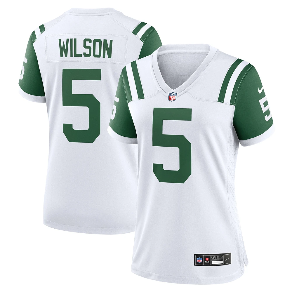 Maillot Nike Garrett Wilson pour femme, blanc, New York Jets, jeu alternatif classique