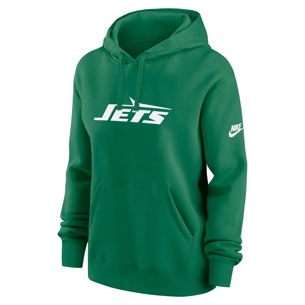 Women's Nike Green New York Jets Club Fleece Pullover Hoodie