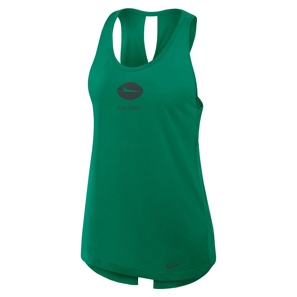 Débardeur Nike vert New York Jets Glory Crisscross Performance pour femme