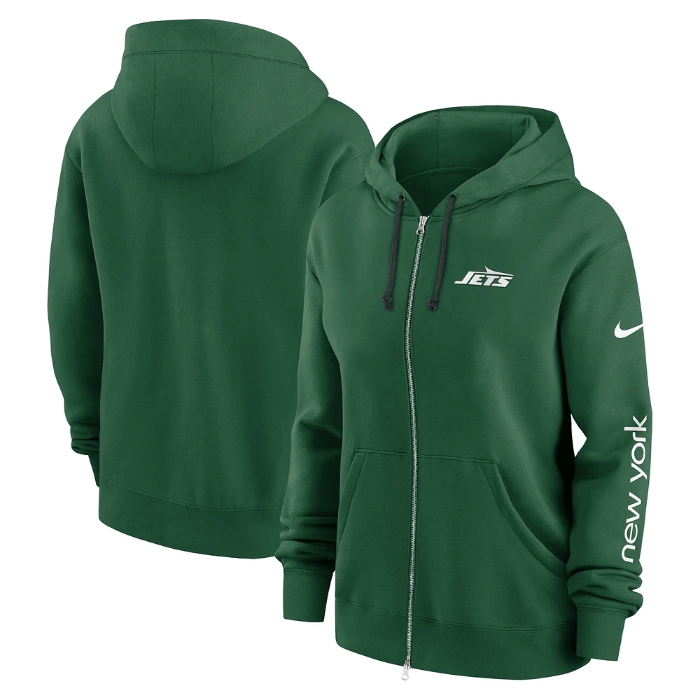 Women's Nike Green New York Jets Phoenix Hoodie Full-Zip Sweatshirt