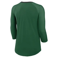 T-shirt vert à manches 3/4 Nike New York Jets Raglan pour femme