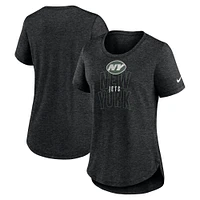 Women's Nike Heather Black New York Jets Fashion Tri-Blend T-Shirt