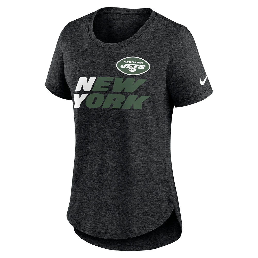 Women's Nike Heather Black New York Jets Local Fashion Tri-Blend T-Shirt