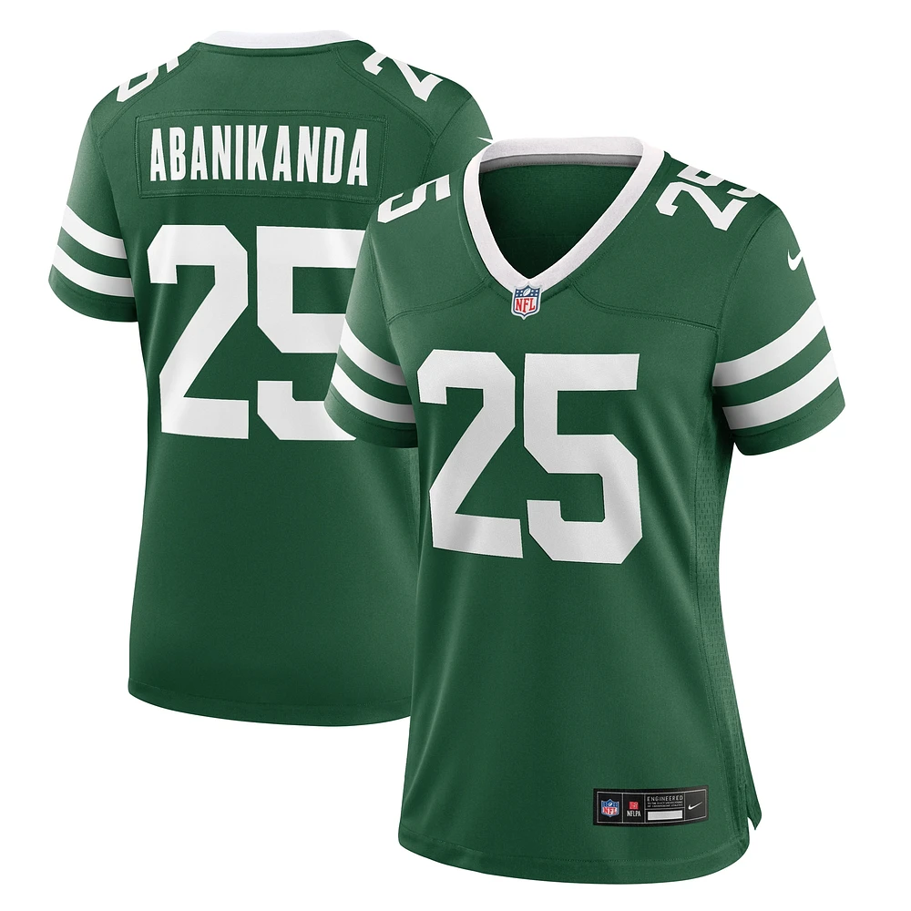 Maillot de match Nike Israel Abanikanda Legacy Green New York Jets pour femme