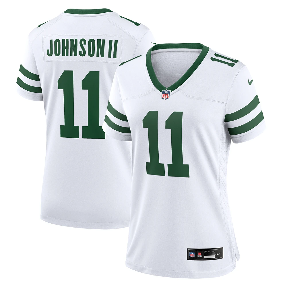 Maillot de jeu alternatif Nike Jermaine Johnson II Spotlight pour femme, blanc, New York Jets