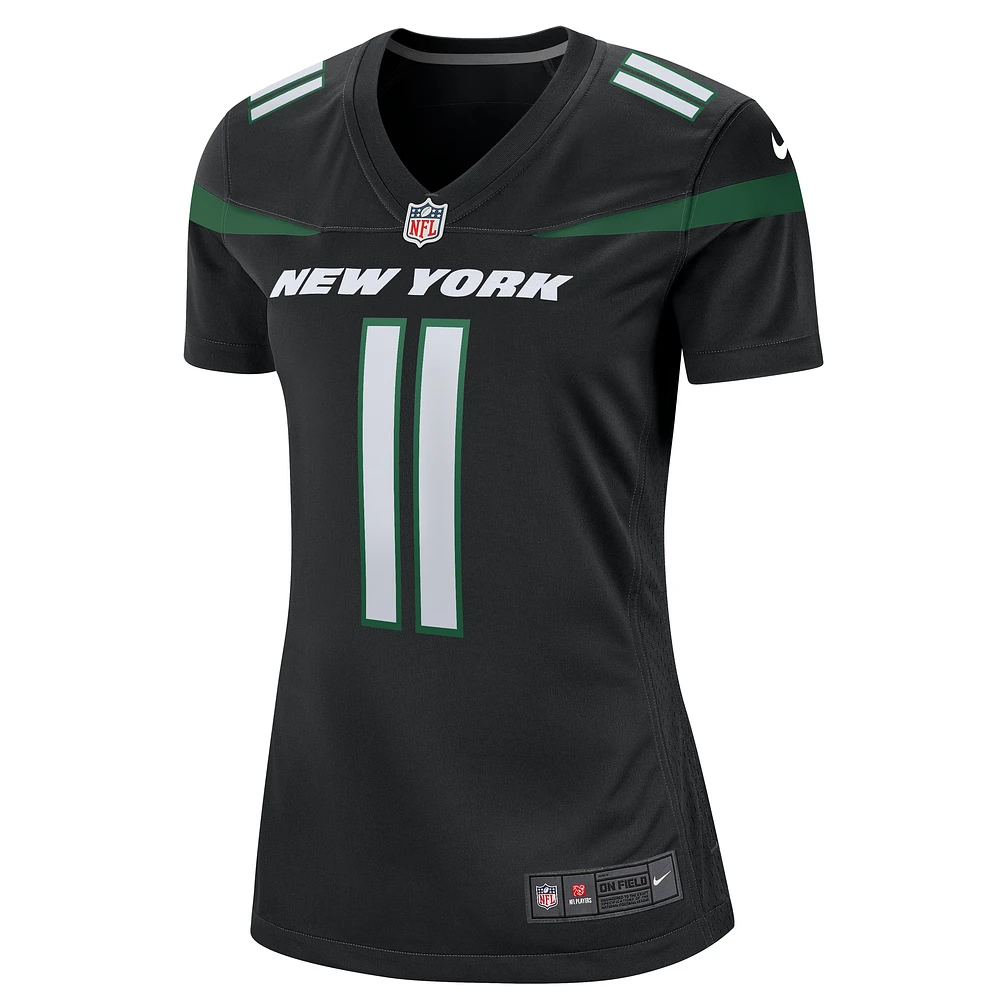 Maillot de jeu alternatif Nike Jermaine Johnson II Stealth noir pour femme des New York Jets