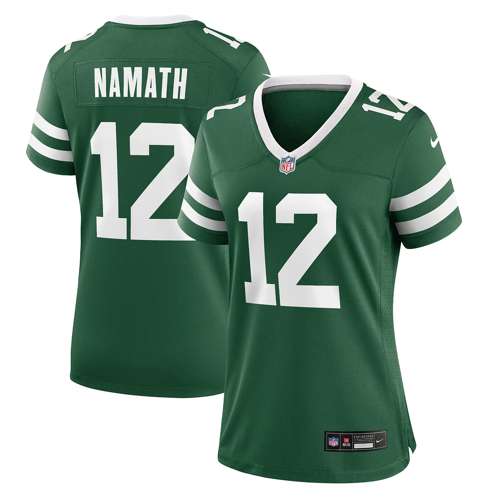 Maillot de match joueur retraité Nike Joe Namath Legacy Green New York Jets pour femme