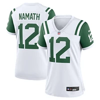 Maillot de jeu joueur retraité alternatif classique des New York Jets Nike Joe Namath blanc pour femme