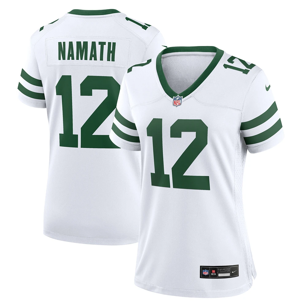 Maillot de match pour joueur à la retraite des New York Jets Legacy Nike Joe Namath femme, blanc