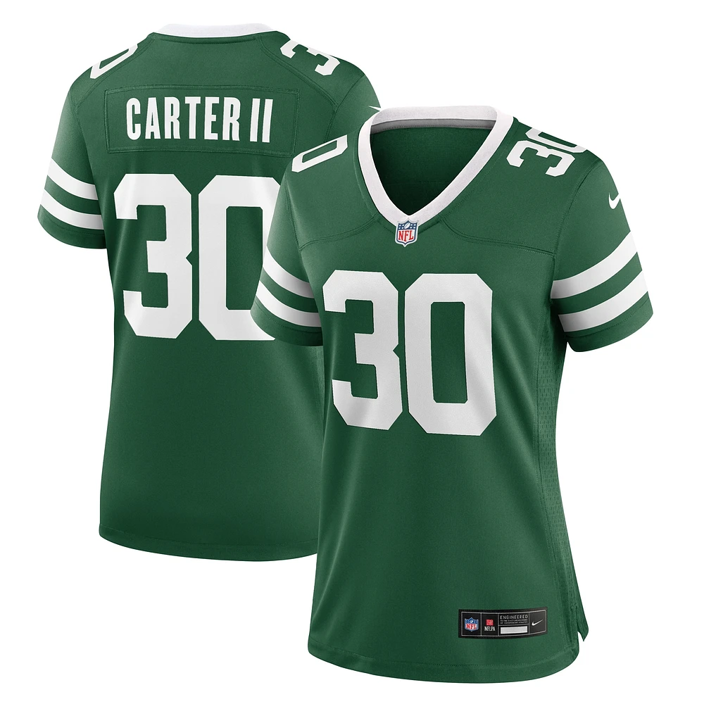 Maillot de match Nike Michael Carter II Legacy Green New York Jets pour femme