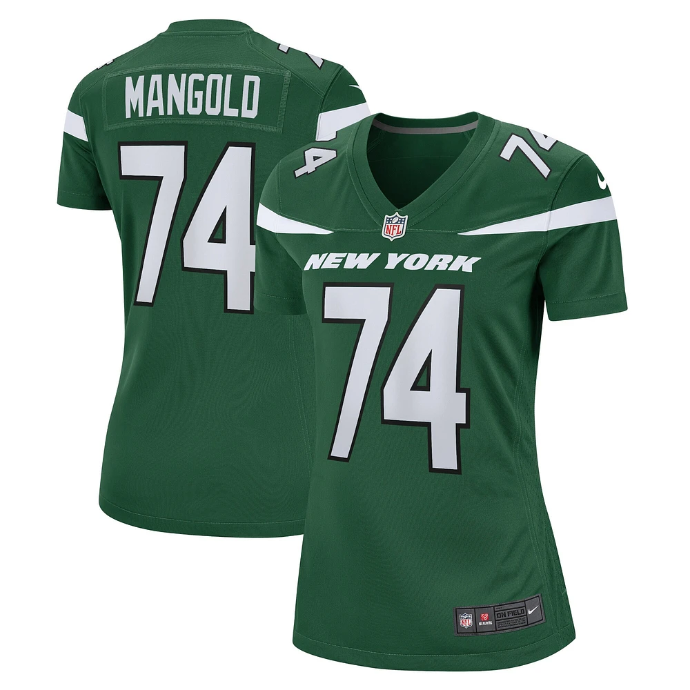 Maillot de joueur retraité Nike Nick Mangold Gotham Green New York Jets pour femme