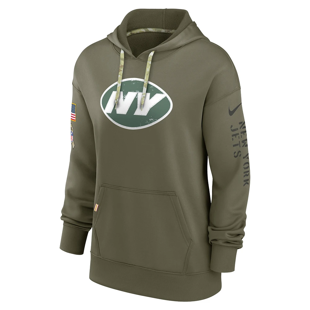 Women's Nike Olive New York Jets Salute To Service Performance Pullover Hoodie