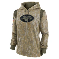 Women's Nike Olive New York Jets Salute To Service Therma Performance Pullover Hoodie