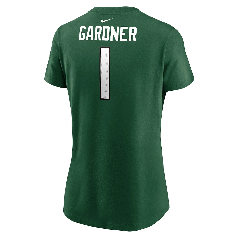 Women's Nike Sauce Gardner Green New York Jets Player Name & Number T-Shirt