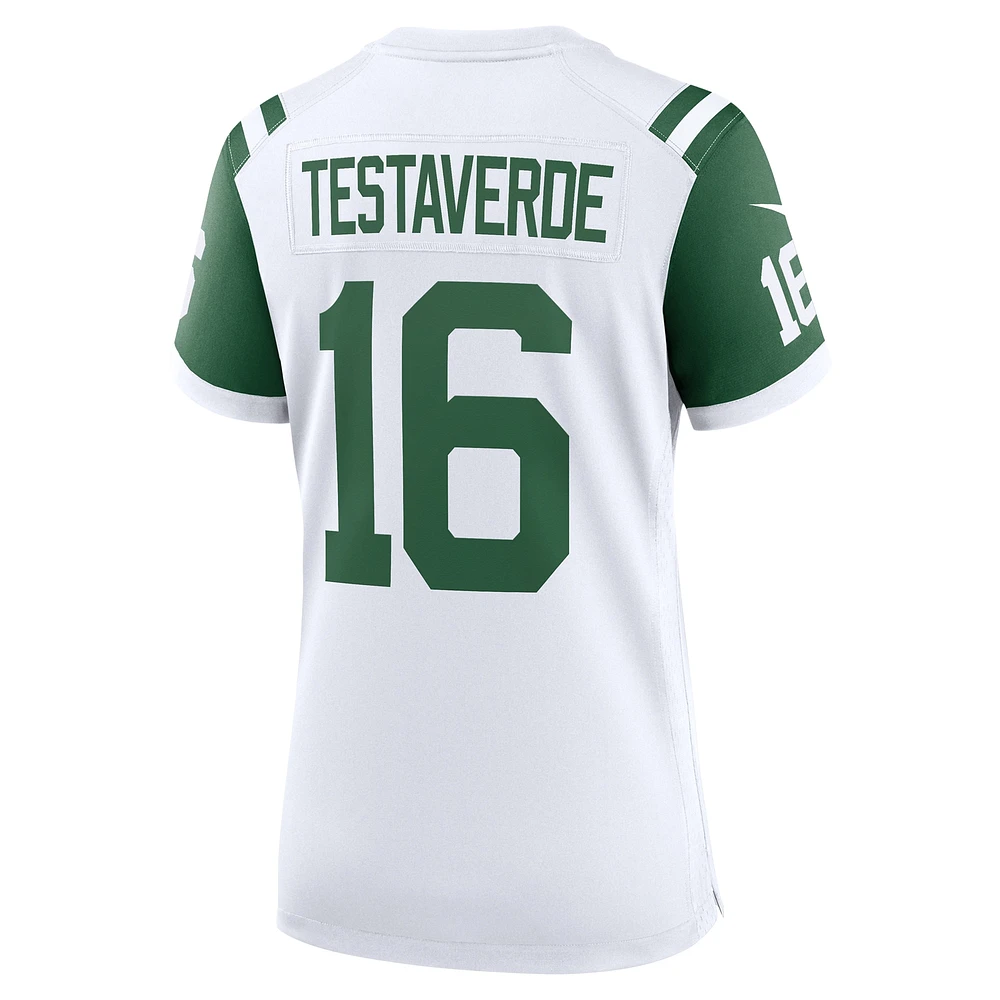 Maillot de jeu joueur retraité alternatif classique des New York Jets Nike Vinny Testaverde blanc pour femme