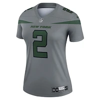 Maillot Nike Zach Wilson pour femme, gris, New York Jets, légende inversée