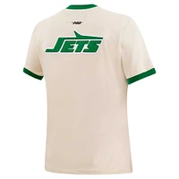 Women's Pro Standard Cream New York Jets Retro Classic Ringer T-Shirt