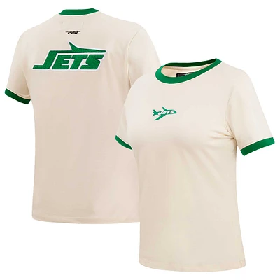 T-shirt à sonnerie classique rétro Pro Standard crème New York Jets pour femmes