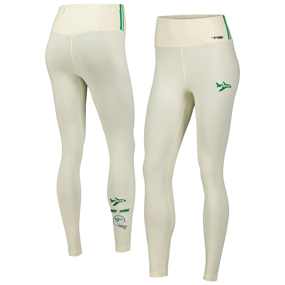 Women's Pro Standard Cream New York Jets  Retro Classic Tri-Blend Jersey Leggings