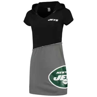 Women's Refried Apparel Black/Gray New York Jets Sustainable Hooded Mini Dress