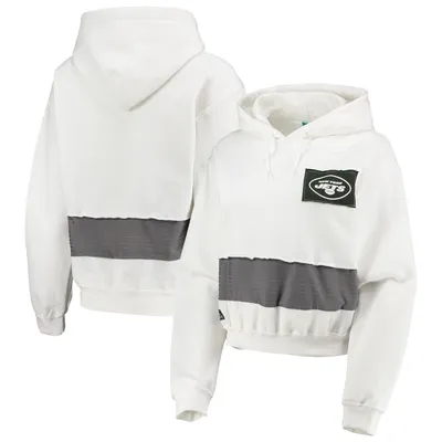 New York Jets Refried Apparel Women's Sustainable Crop Dolman Pullover Hoodie - White
