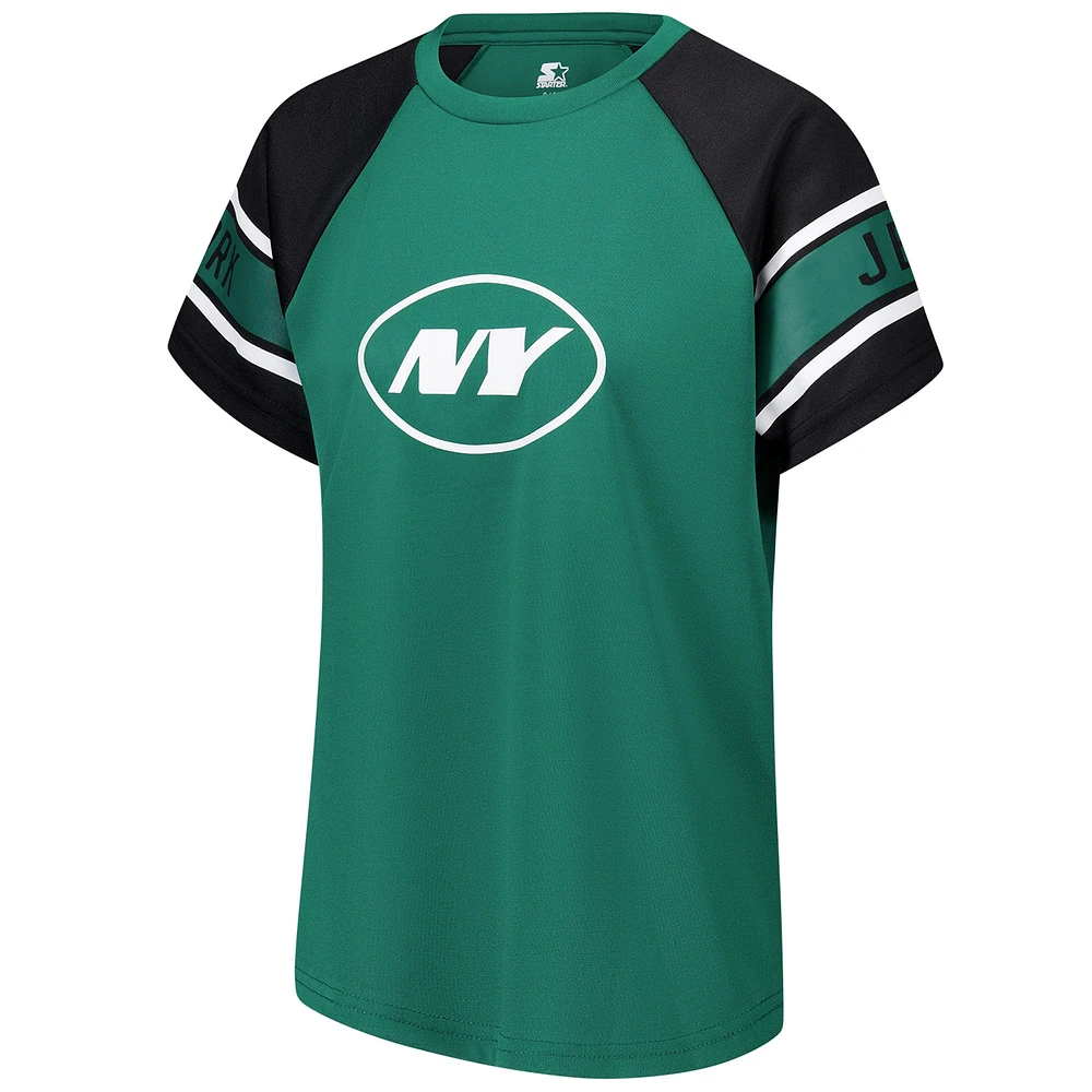 Haut raglan à blocs de couleurs Starter Green New York Jets 1st Rounder pour femmes